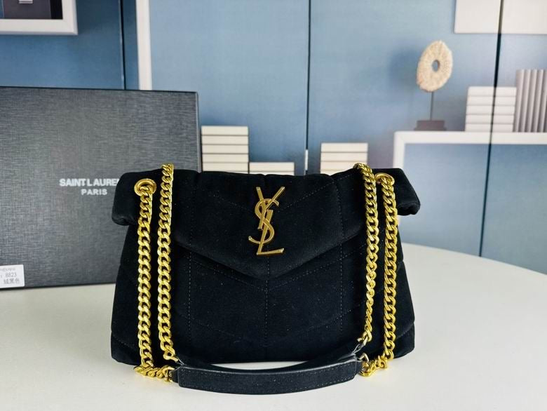 Ysl puffer bag suede black