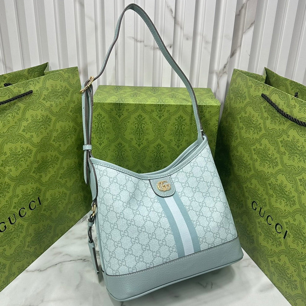 GUCCI OPHIDIA LARGE BLUE CANVAS