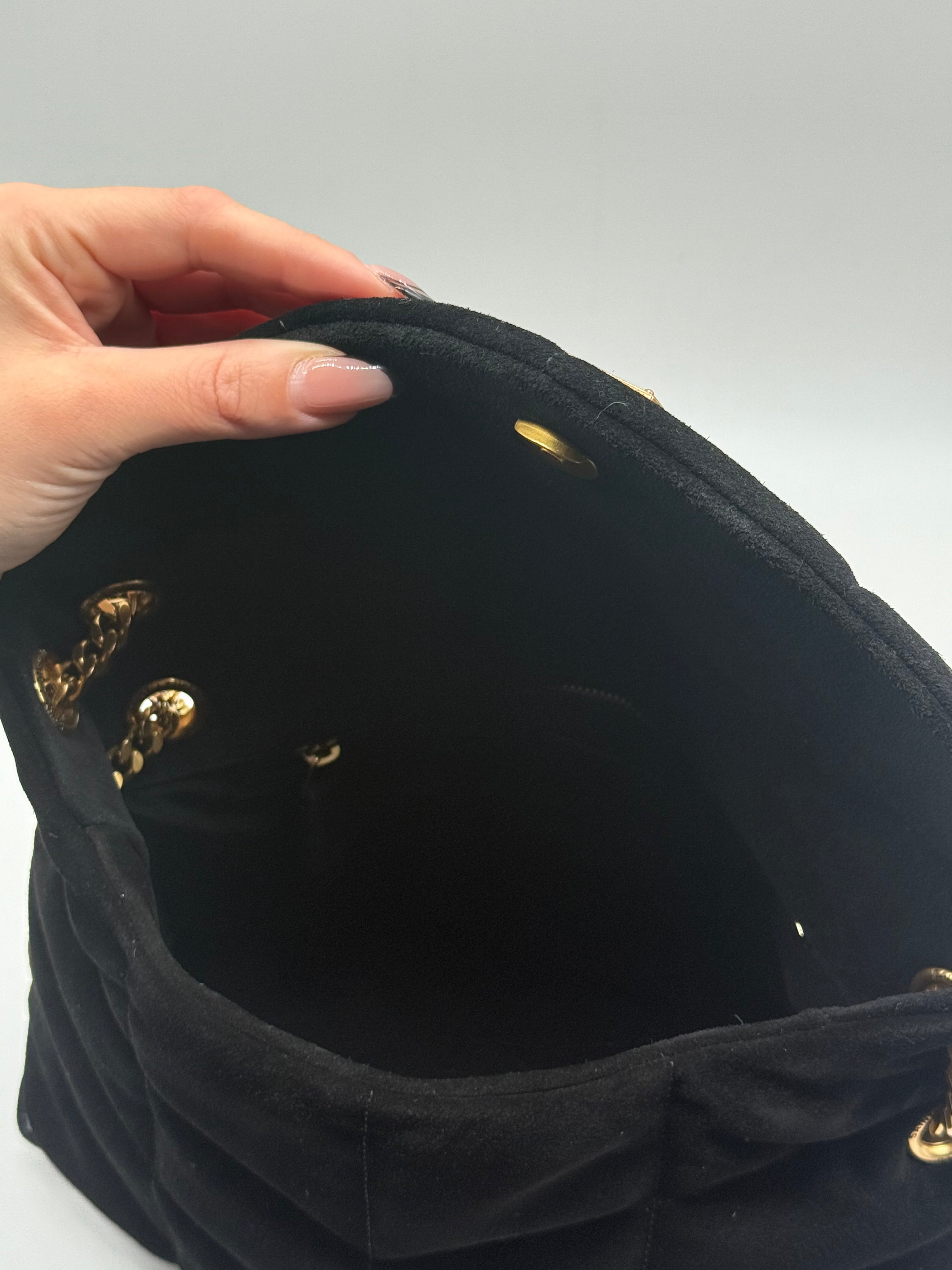 Ysl puffer bag suede black