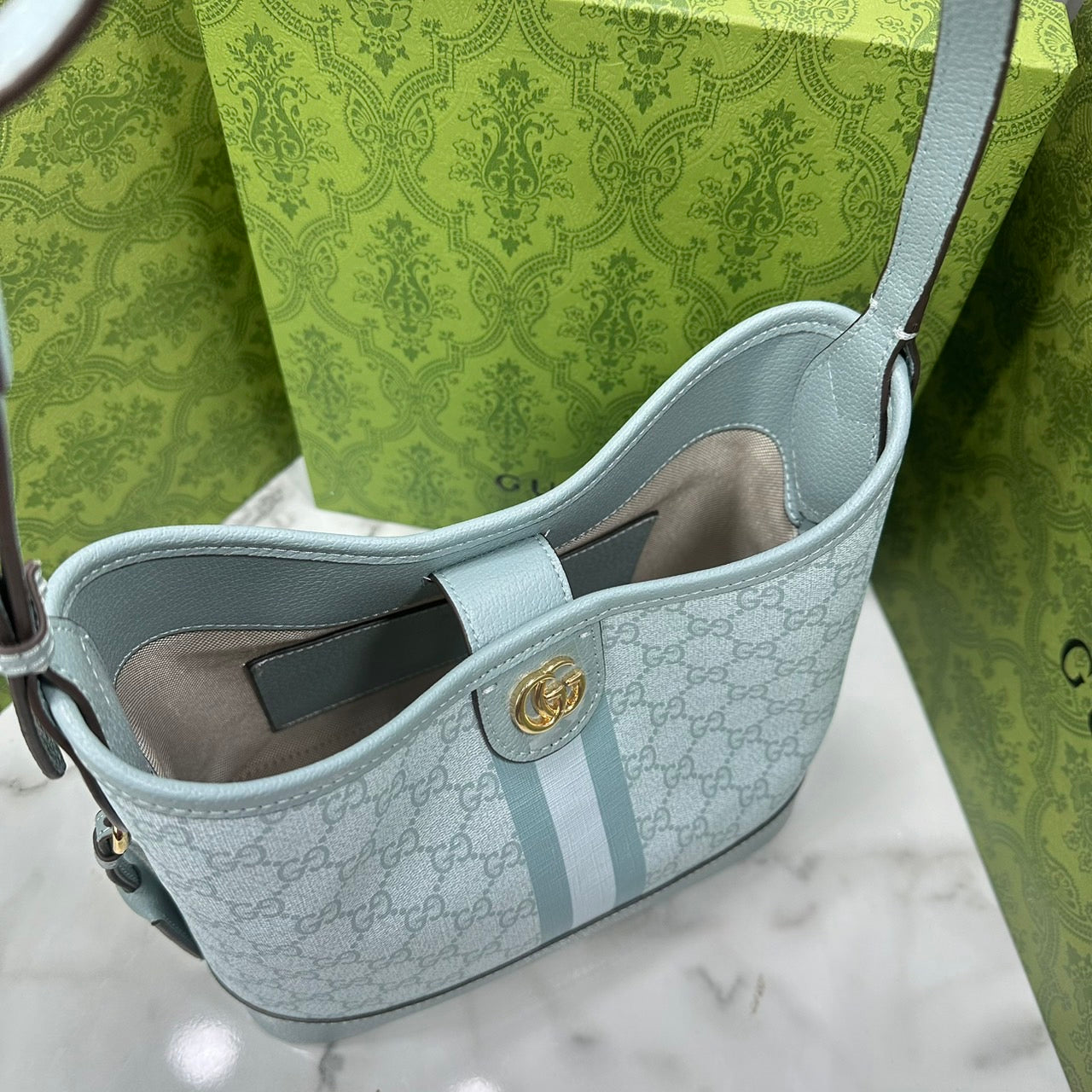GUCCI OPHIDIA LARGE BLUE CANVAS