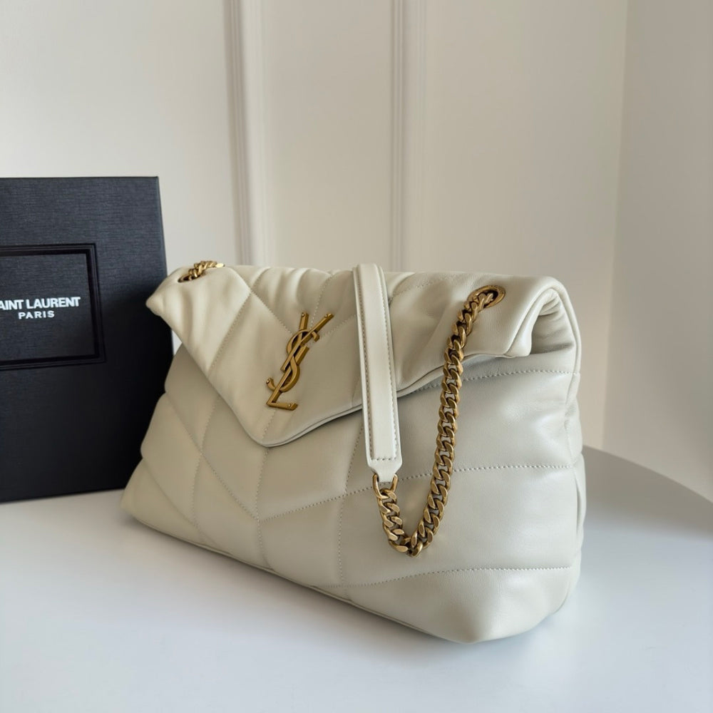 YSL PUFFER BAG NUDE
