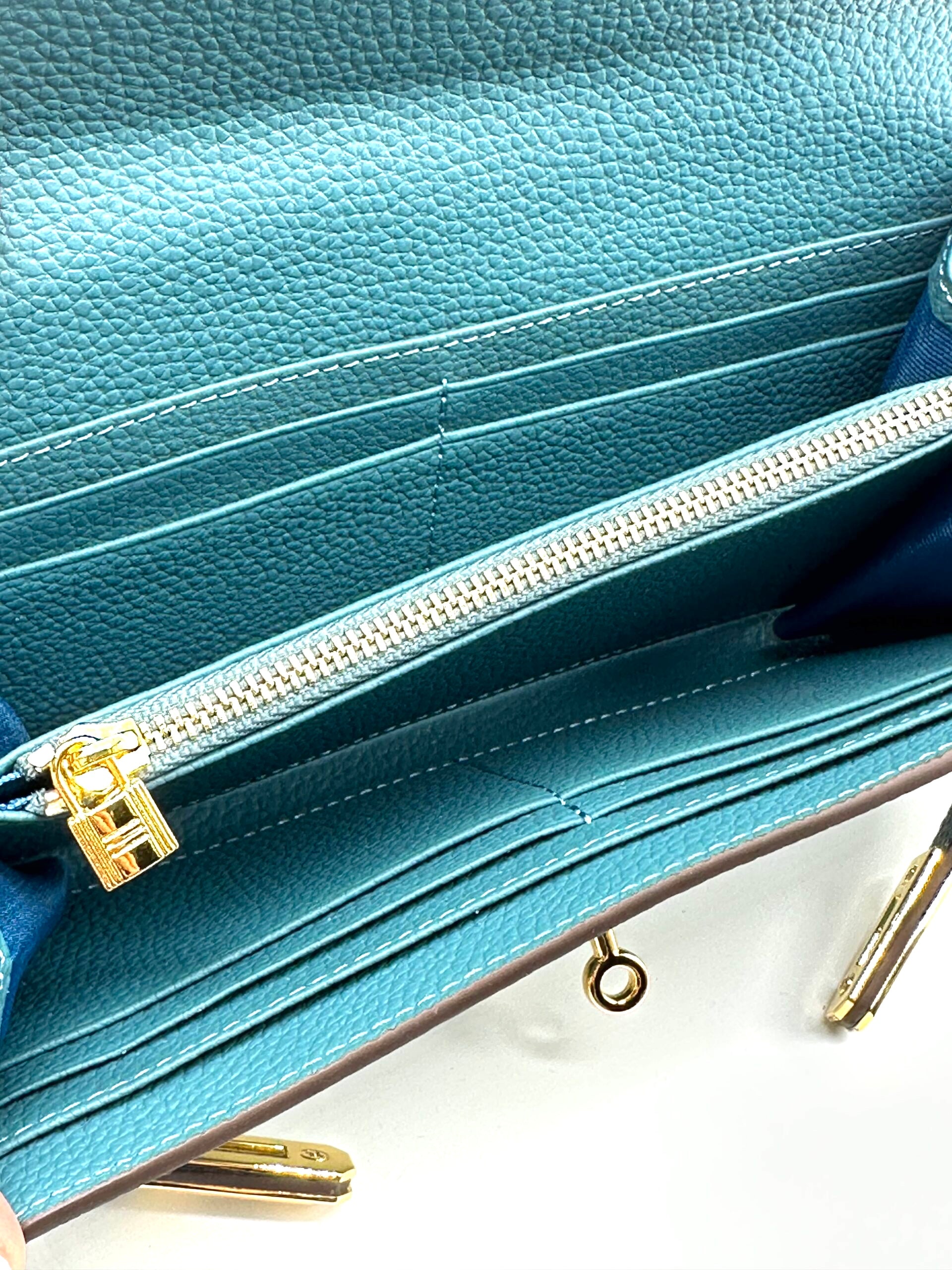 Hermes Kelly wallet blue sky