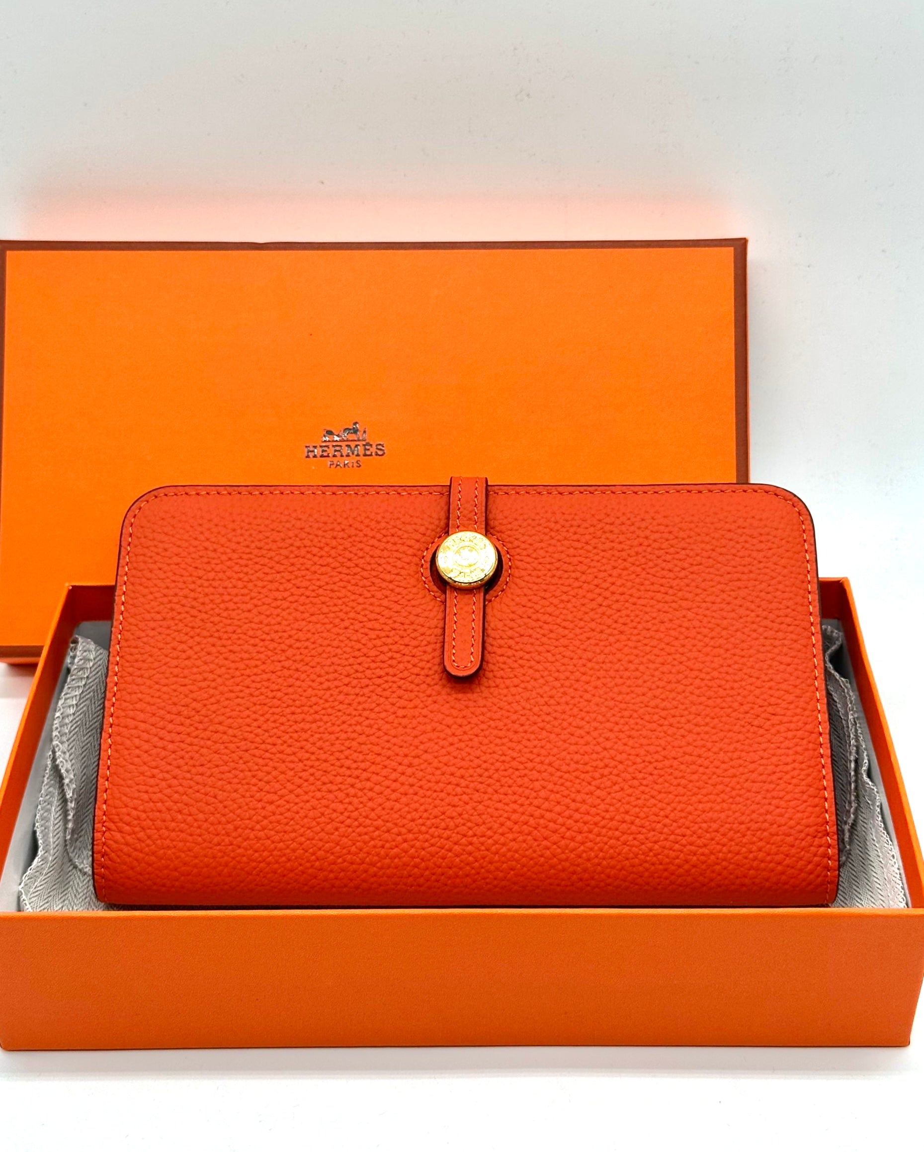 Hermes Wallet dogon orange
