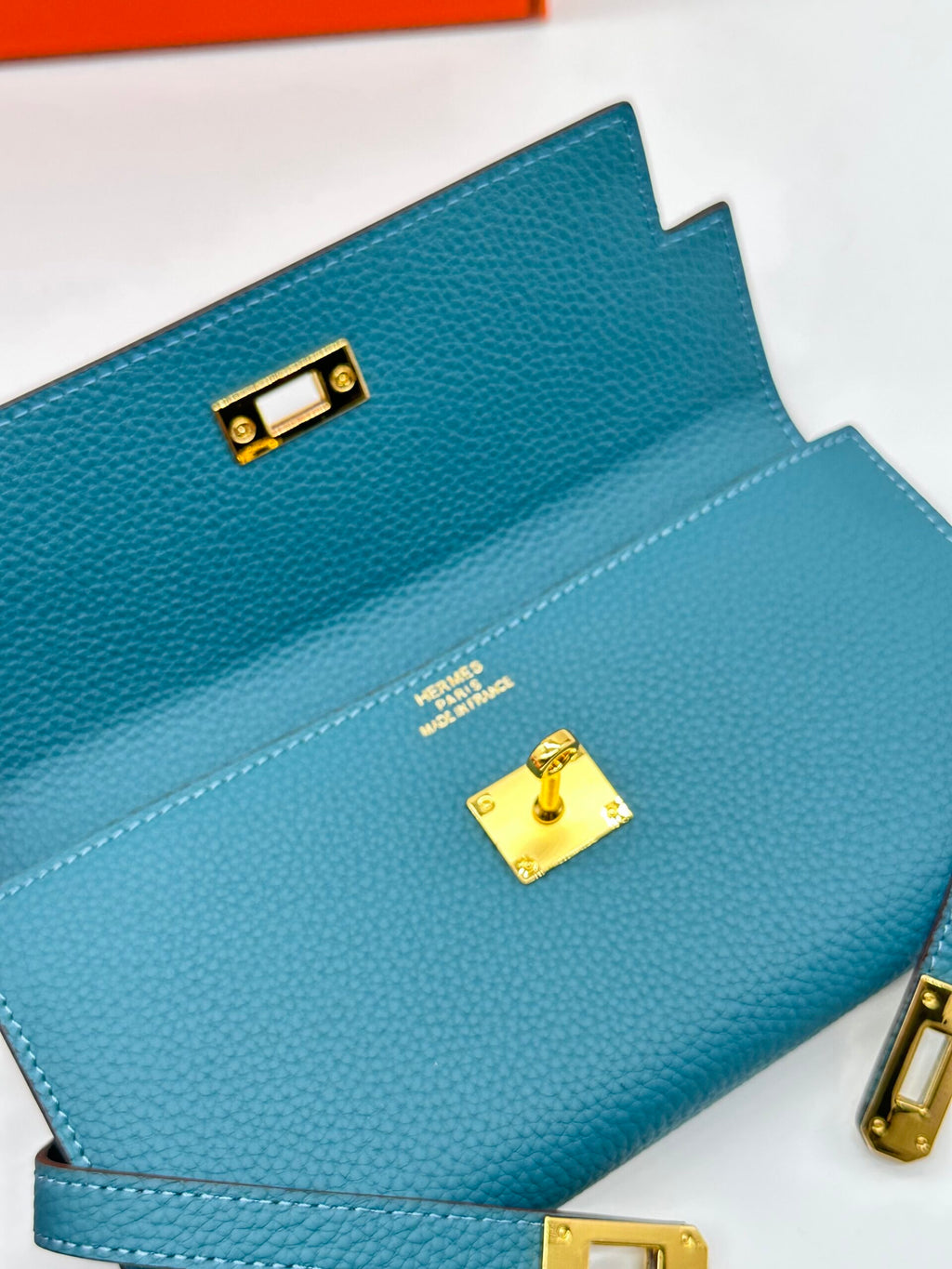 Hermes Kelly wallet blue sky
