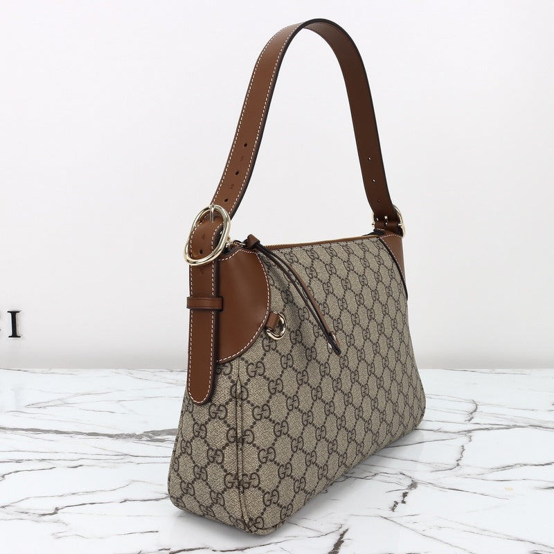 Gucci emblem shoulder bag canvas