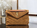 Ysl puffer bag suede taba