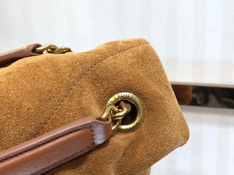 Ysl puffer bag suede taba